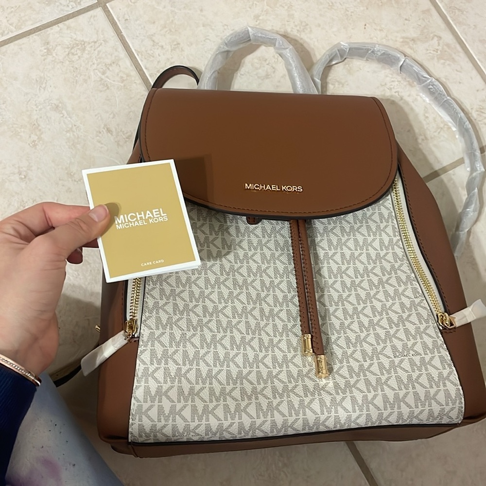 Michael Kors Vanilla Drawstring Backpack Purse - Phoebe